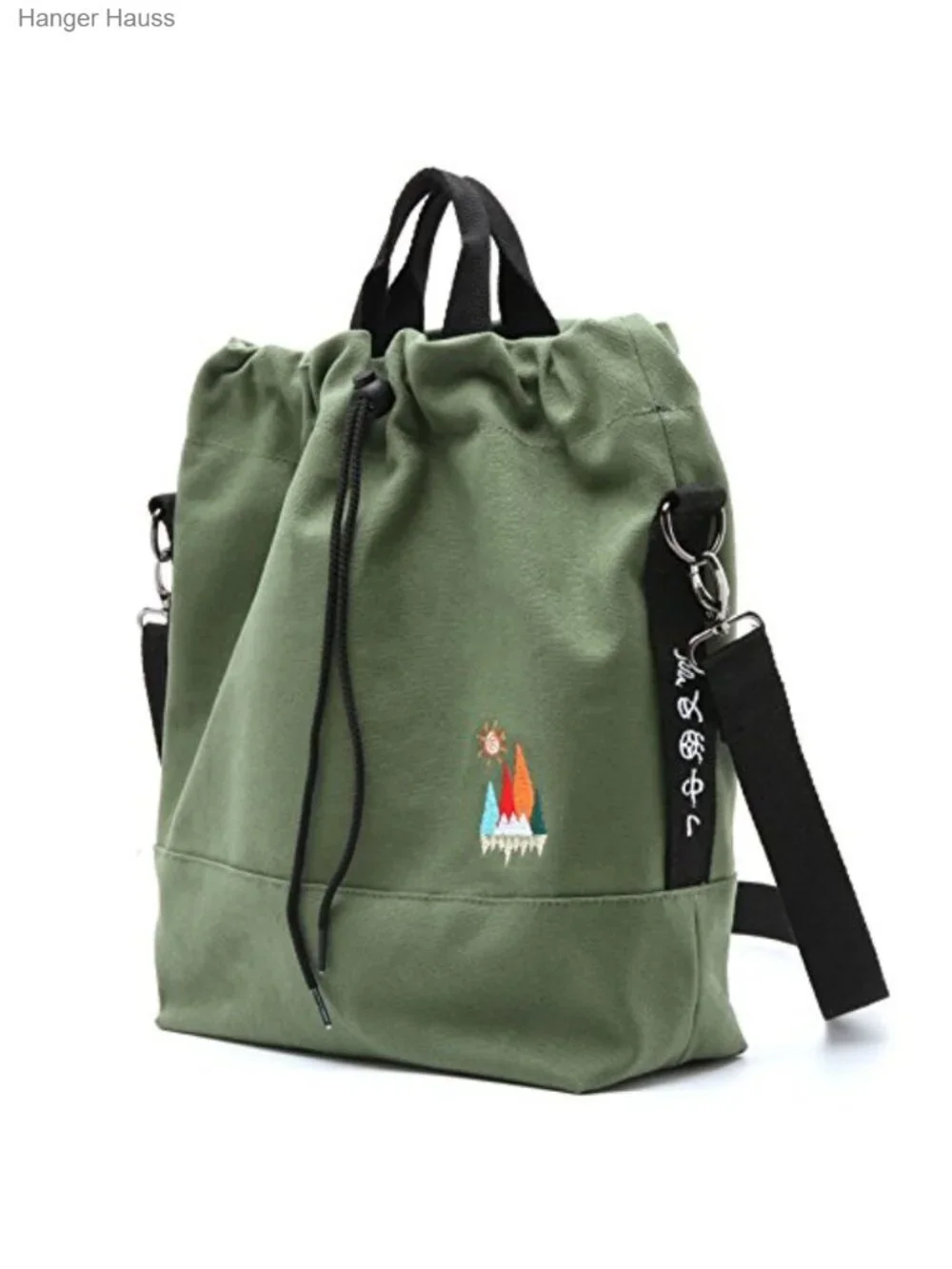 Canvas Crossbody Bag Tote Hobo Purse with Art Embroidery Lightweight Machine
